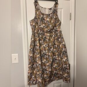 Retrolicious Cats Fit and Flare Dress; 2X